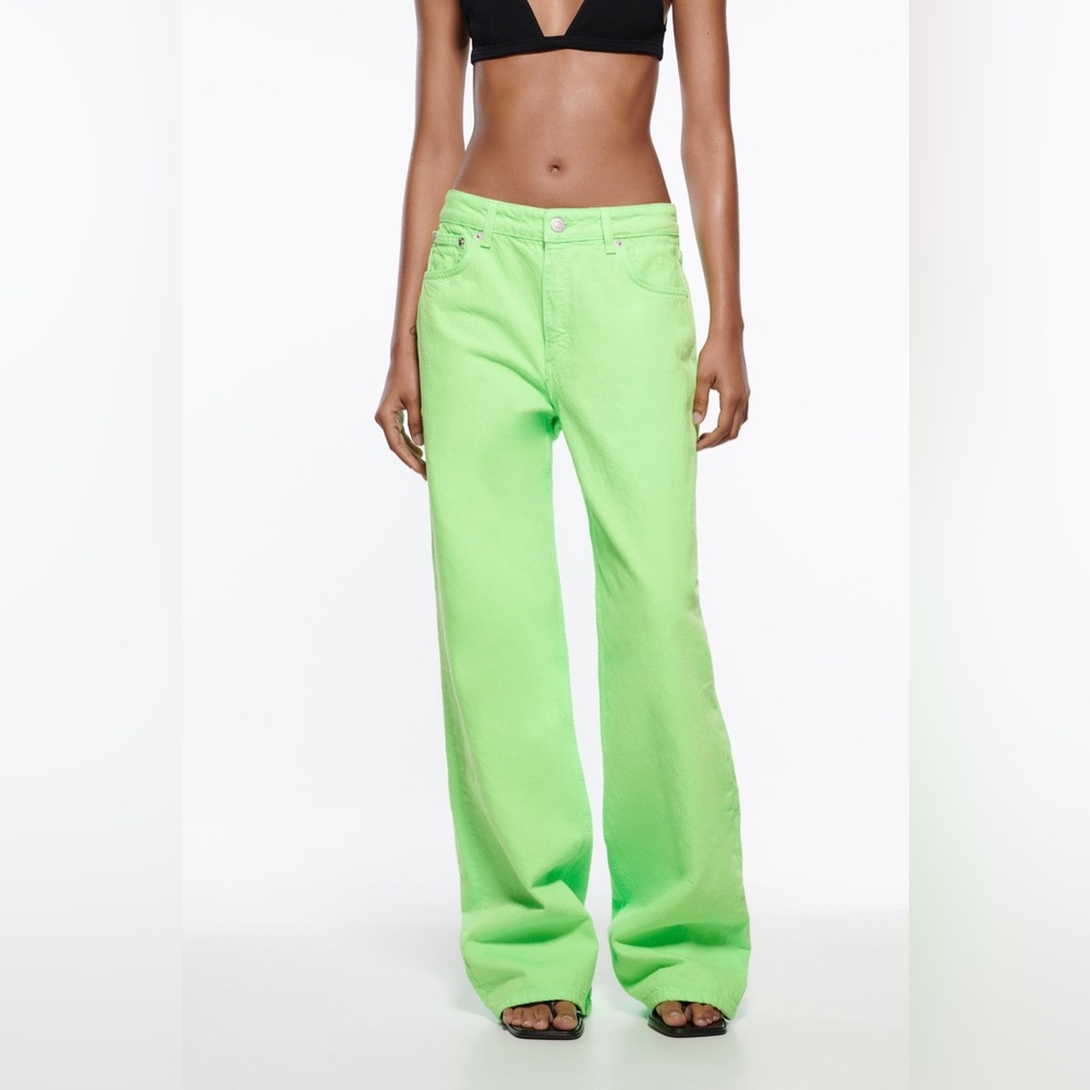 ZARA THE BOOGIE PANT MID RISE FULL LENGTH SUPER WIDE LEG JEANS